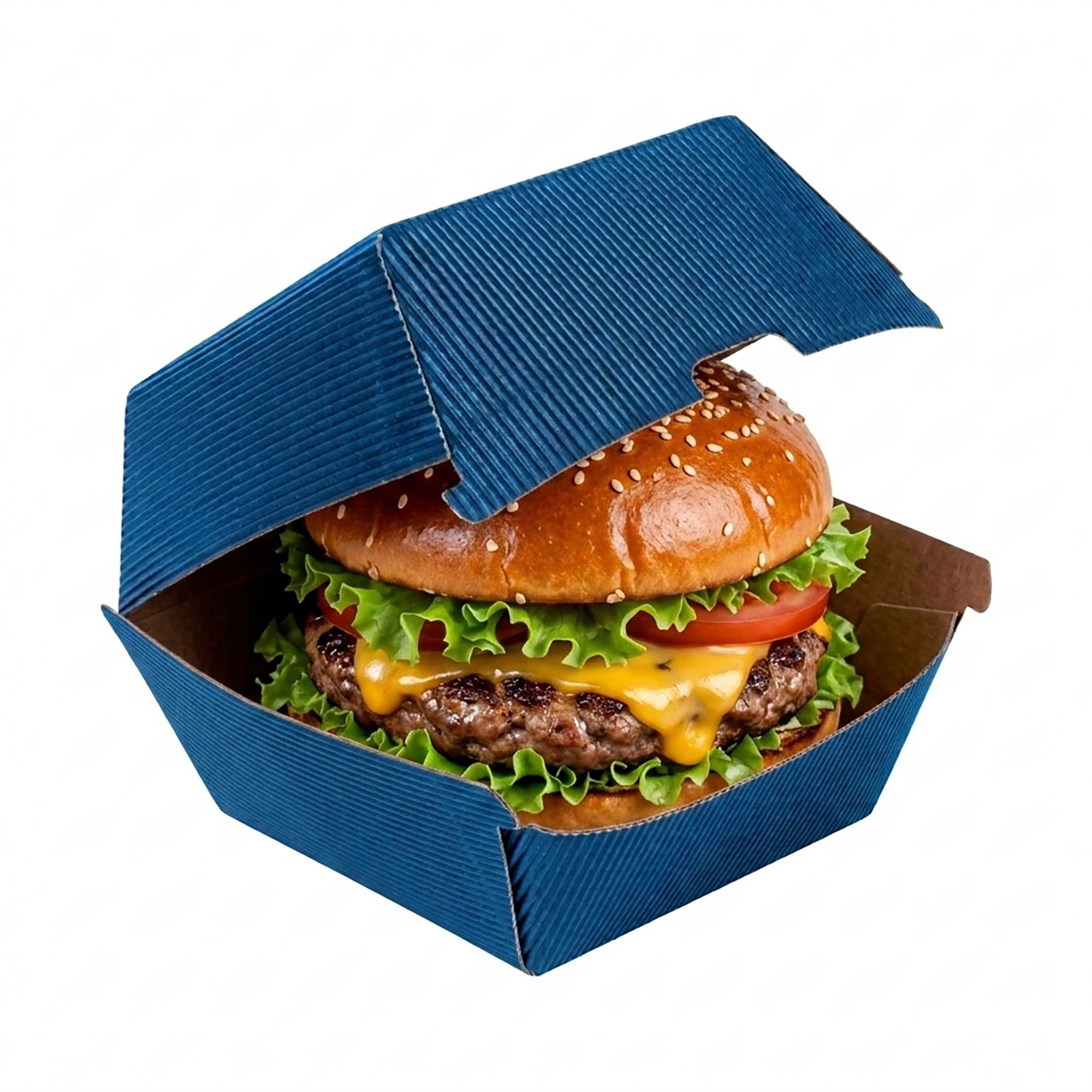 Bio Tek Frenchie Paper Burger Box - Ripple Wall - 4" x 4" x 3 3/4" - 100 count box