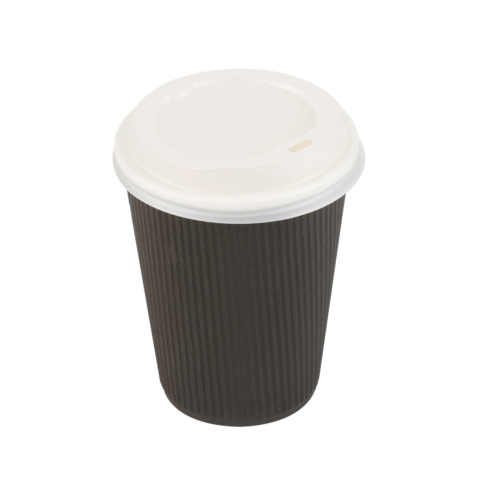 Basic Nature White PLA Plastic Coffee Cup Lid - Fits 8, 12, 16 and 20 oz, Compostable - 500 count box