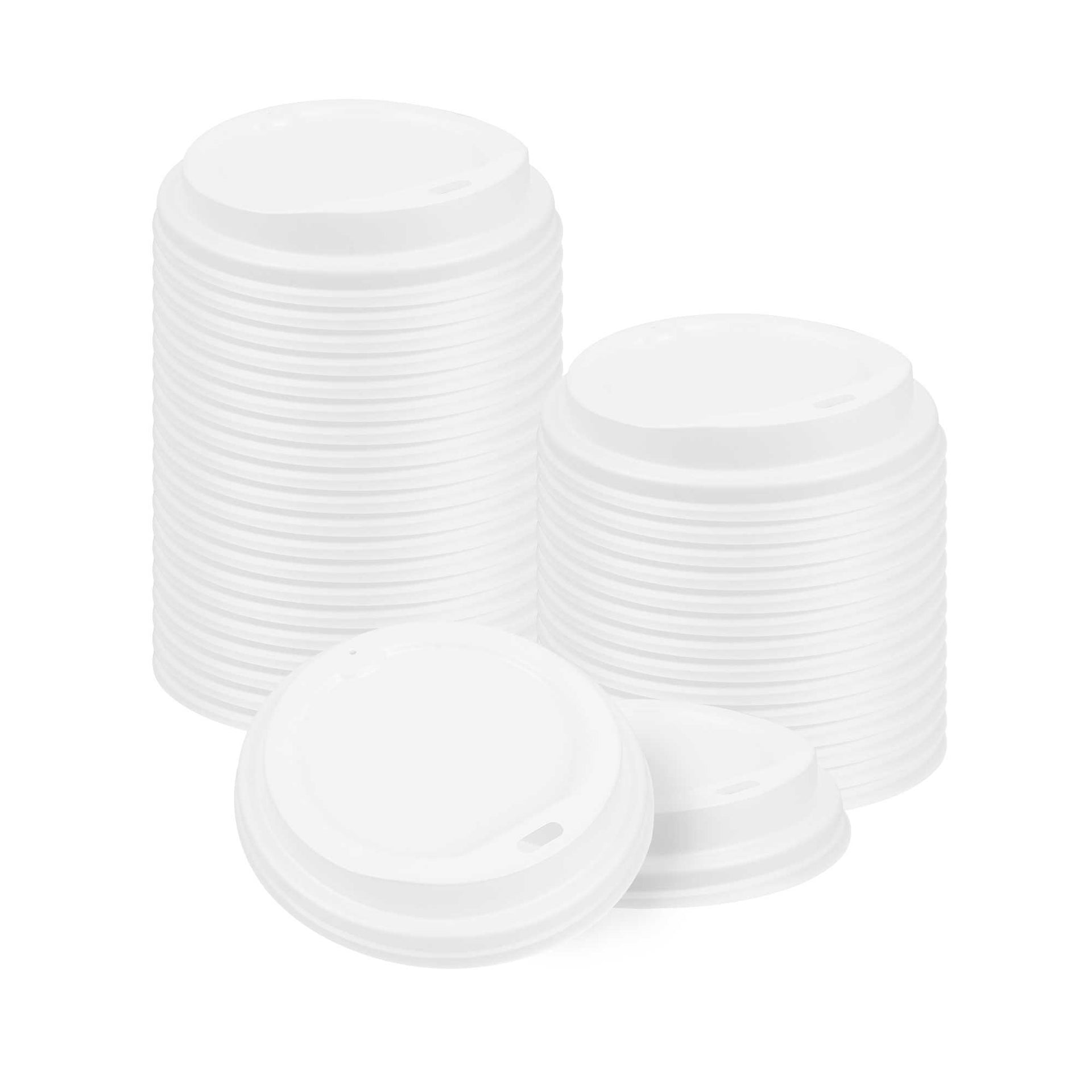 Basic Nature White PLA Plastic Coffee Cup Lid - Fits 8, 12, 16 and 20 oz, Compostable - 500 count box