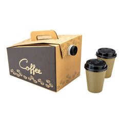 Cater Tek 96 oz Kraft and Black Paper Coffee / Beverage Take Out Container - 12 Cups - 10 count box