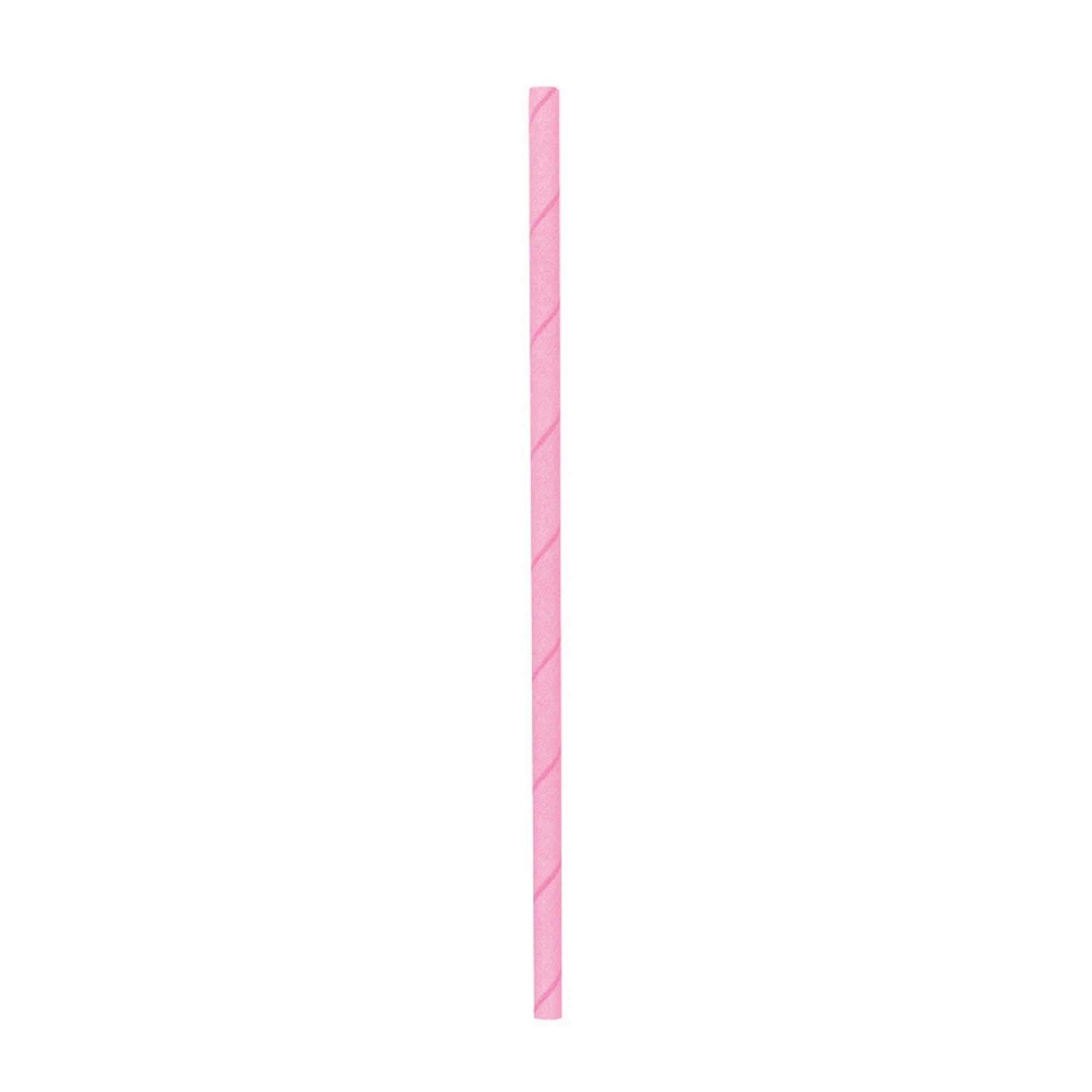 Bev Tek Pink Paper Straw - Biodegradable, 6mm - 7 3/4" - 100 count box