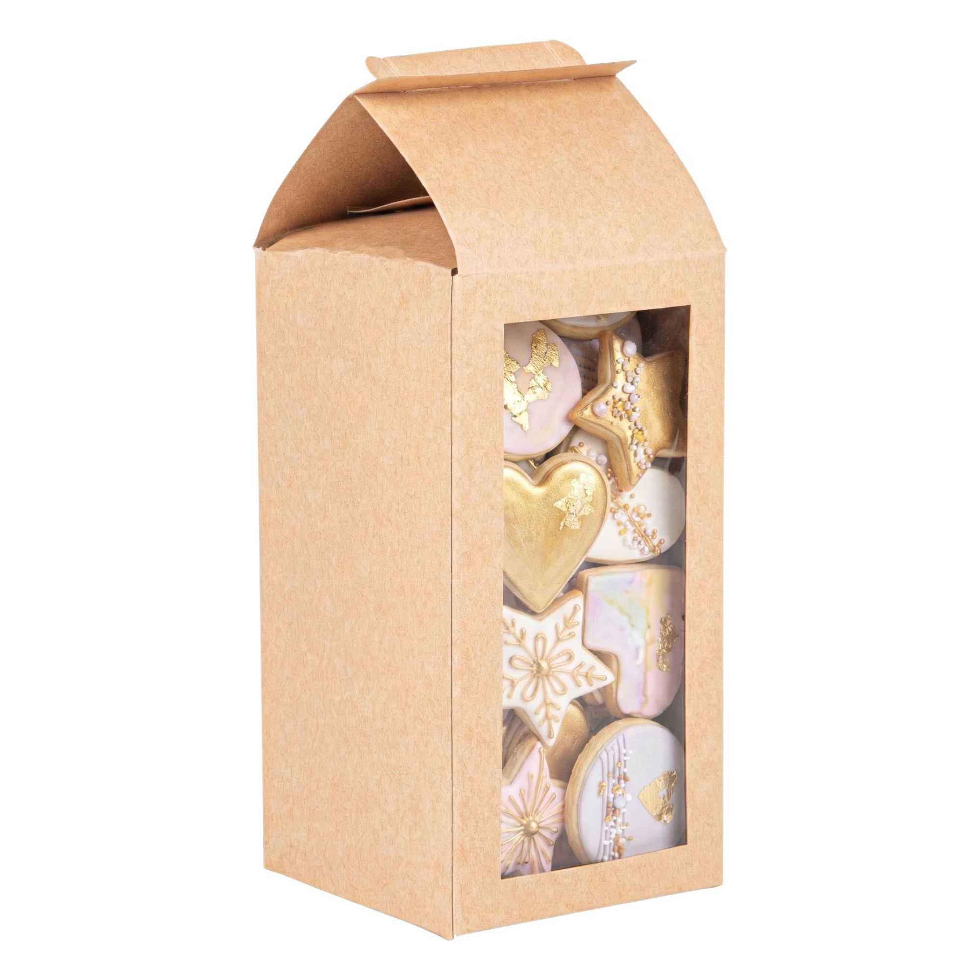 Sweet Vision Kraft Paper Tote Box - Tapered - 3 1/2" x 3 1/2" x 8 1/2" - 100 count box
