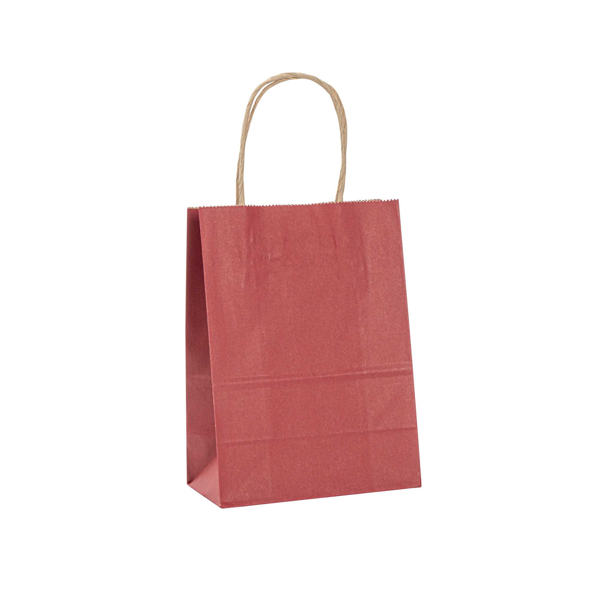 Saving Nature Red Paper Small Retail Bag - with Handles - 6" x 3 1/4" x 8 1/4" - 100 count box