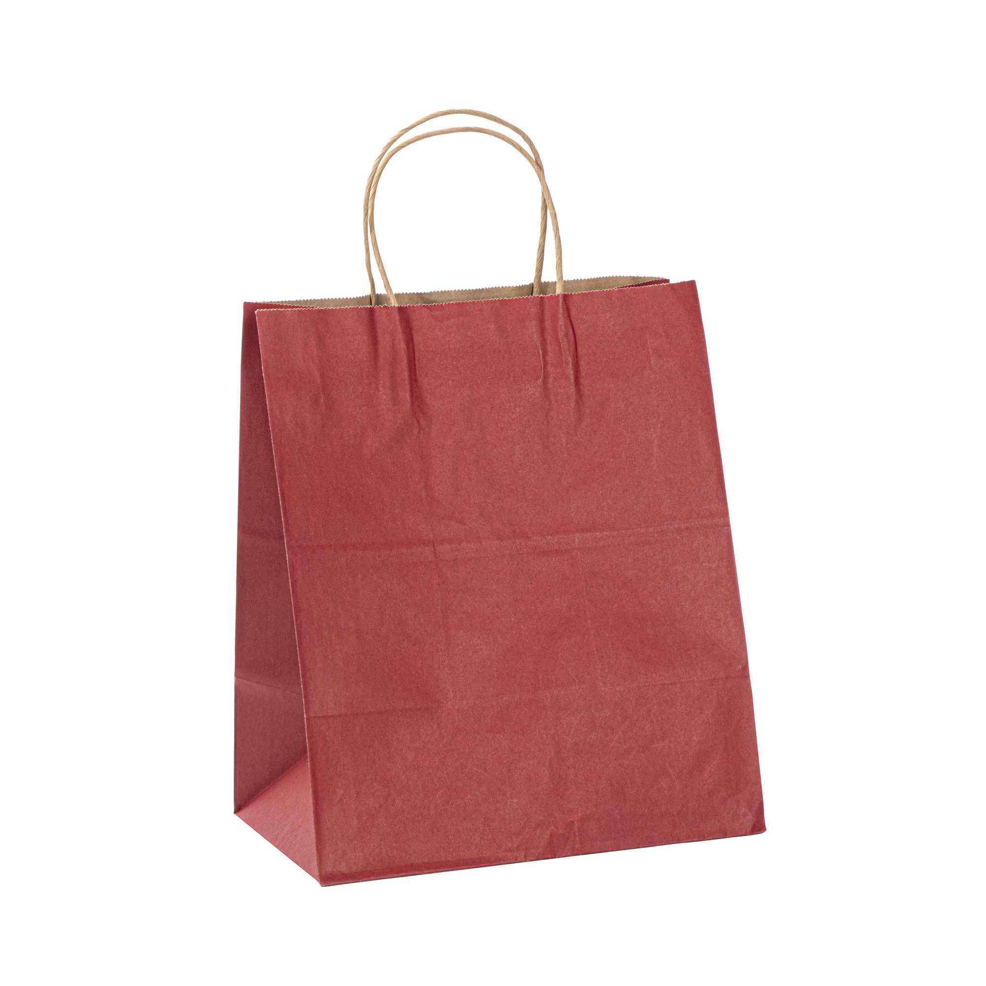 Saving Nature Red Paper Medium Retail Bag - with Handles - 10" x 6 3/4" x 12" - 100 count box