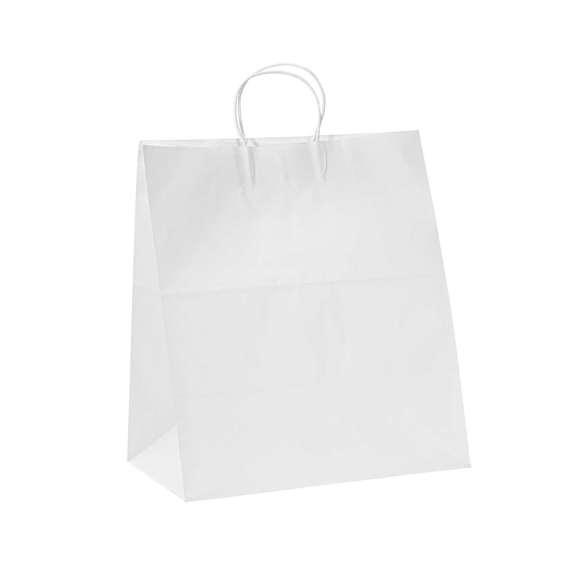 Saving Nature White Paper Large Retail Bag - with Handles - 16" x 9 3/4" x 17 1/4" - 100 count box
