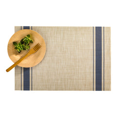 French Countryside Khaki Vinyl Woven Placemat - with Navy Stripe - 16