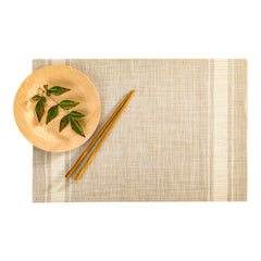 French Countryside Khaki Vinyl Woven Placemat - with Eggshell Stripe - 16