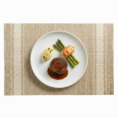 French Countryside Khaki Vinyl Woven Placemat - with Eggshell Stripe - 16