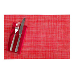 Carmel Mesh Red Vinyl Woven Placemat - with Khaki Threads - 16
