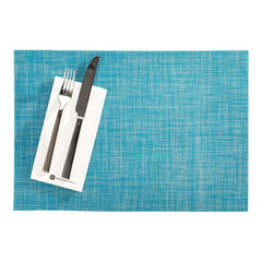 Carmel Mesh Blue Vinyl Woven Placemat - with Pearl Threads - 16