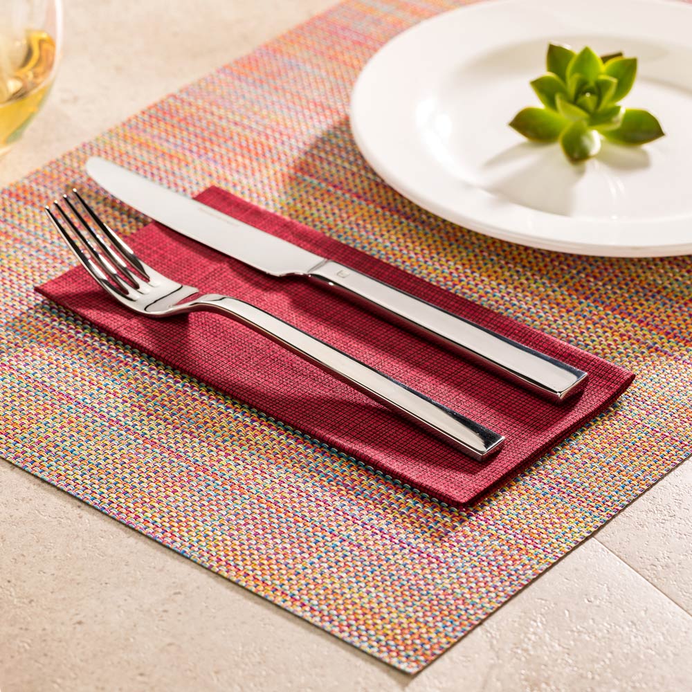 Carmel Mesh Candy Kaleidoscope Vinyl Woven Placemat - 16" x 12" - 6 count box