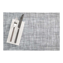 Carmel Mesh White Vinyl Woven Placemat - with Black Threads - 16