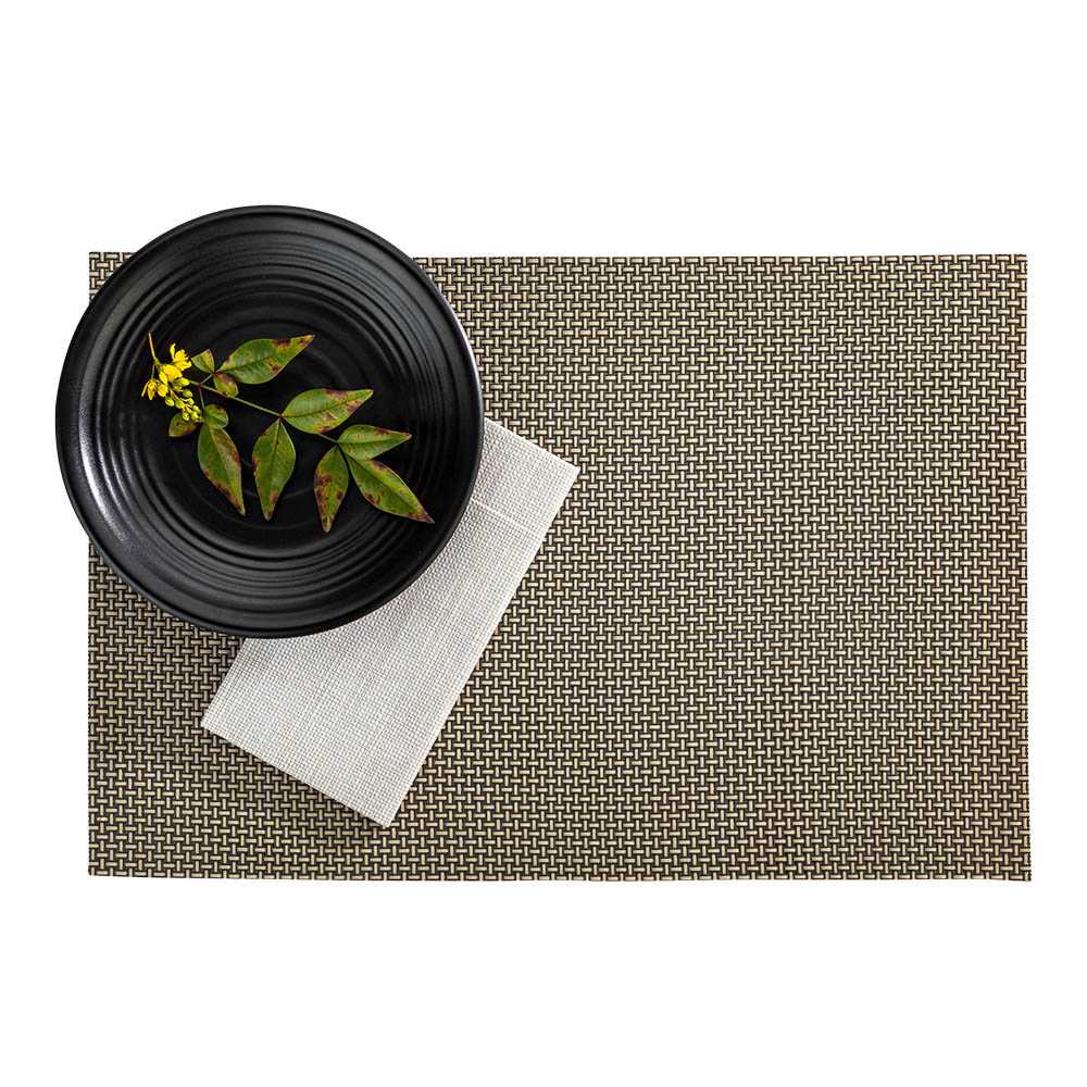 Amalfi Basketweave Cobblestone Vinyl Woven Placemat - 16" x 12" - 204 count box