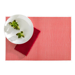 Amalfi Basketweave Imperial Red Vinyl Woven Placemat - 16