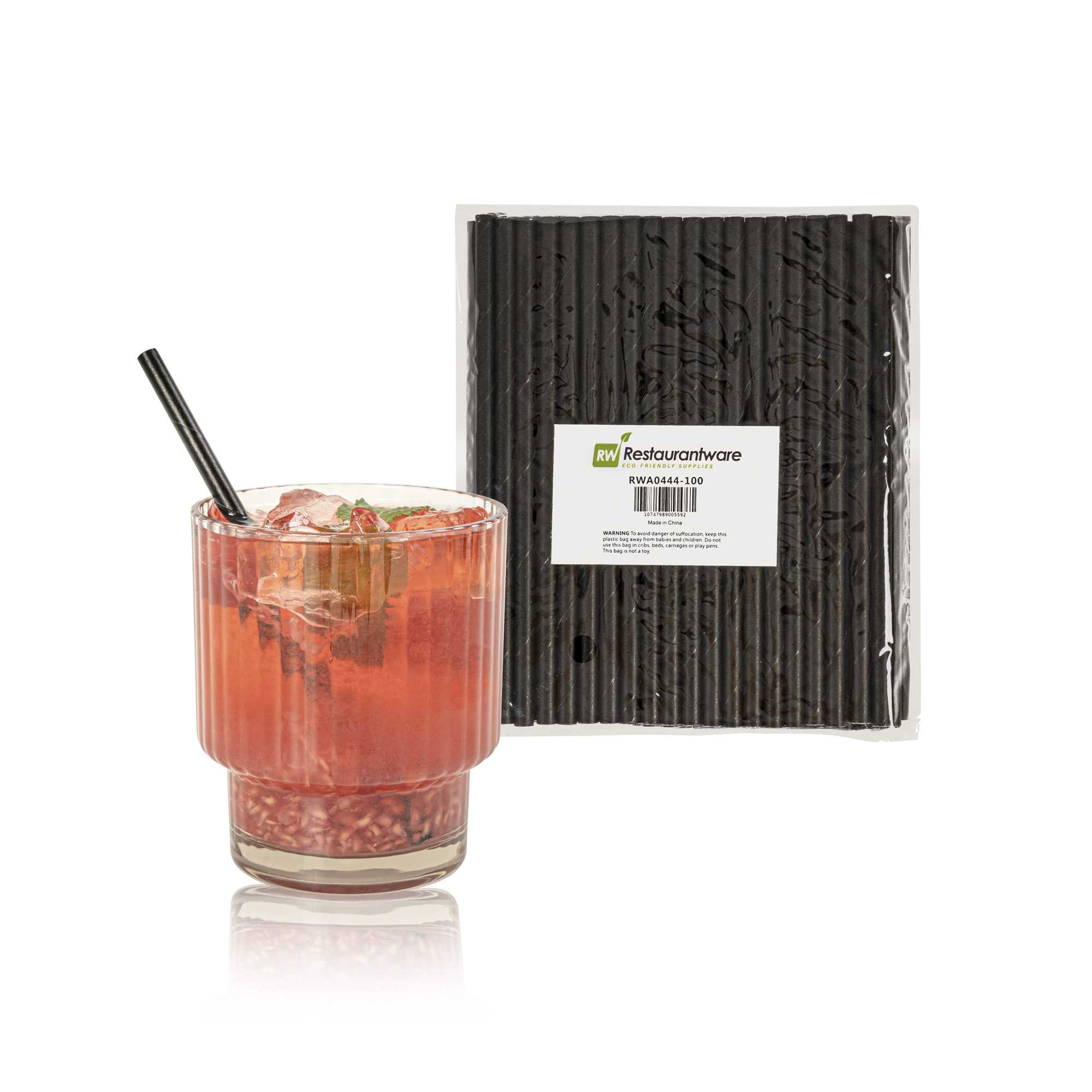 Bev Tek Black Paper Cocktail Straw - Biodegradable, 6mm - 5 3/4" - 1000 count box