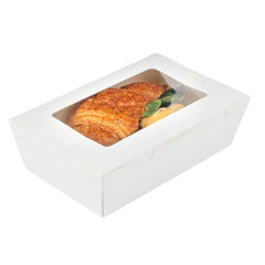 Cafe Vision 21 oz White Paper Small Take Out Container - Hinge Lock - 6 1/4