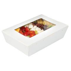 Cafe Vision 42 oz White Paper Medium Take Out Container - Hinge Lock - 8