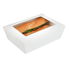 Cafe Vision 71 oz White Paper Large Take Out Container - Hinge Lock - 8 3/4