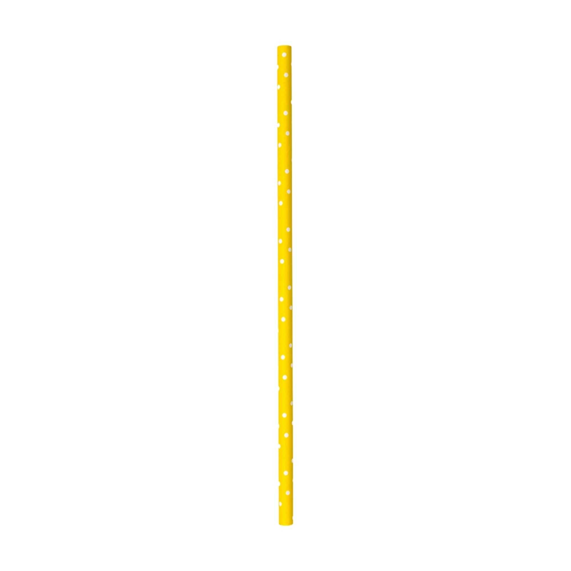 Bev Tek Yellow Paper Straw - Polka Dots, Biodegradable, 6mm - 7 3/4" - 100 count box