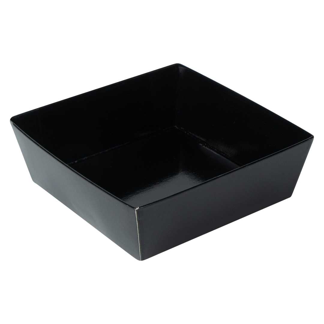 Matsuri Vision Black Paper Small Sushi Container - 3 3/4" x 3 3/4" x 1 1/2" - 50 count box