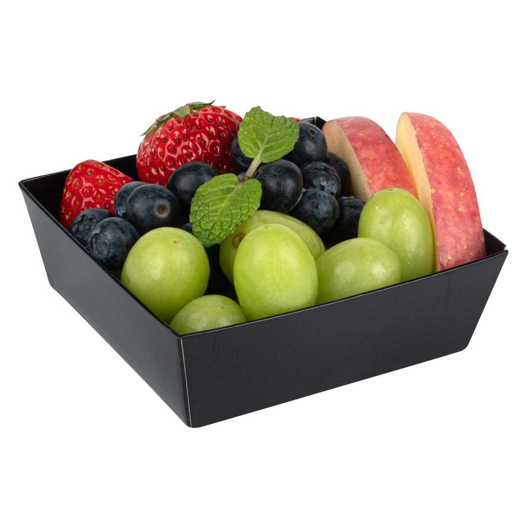 Matsuri Vision Black Paper Small Sushi Container - 3 3/4" x 3 3/4" x 1 1/2" - 500 count box