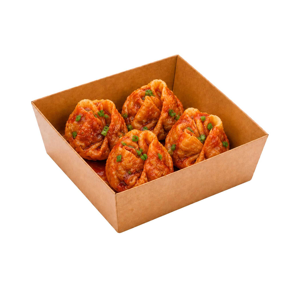 Matsuri Vision Kraft Paper Small Sushi Container - 3 3/4" x 3 3/4" x 1 1/2" - 100 count box