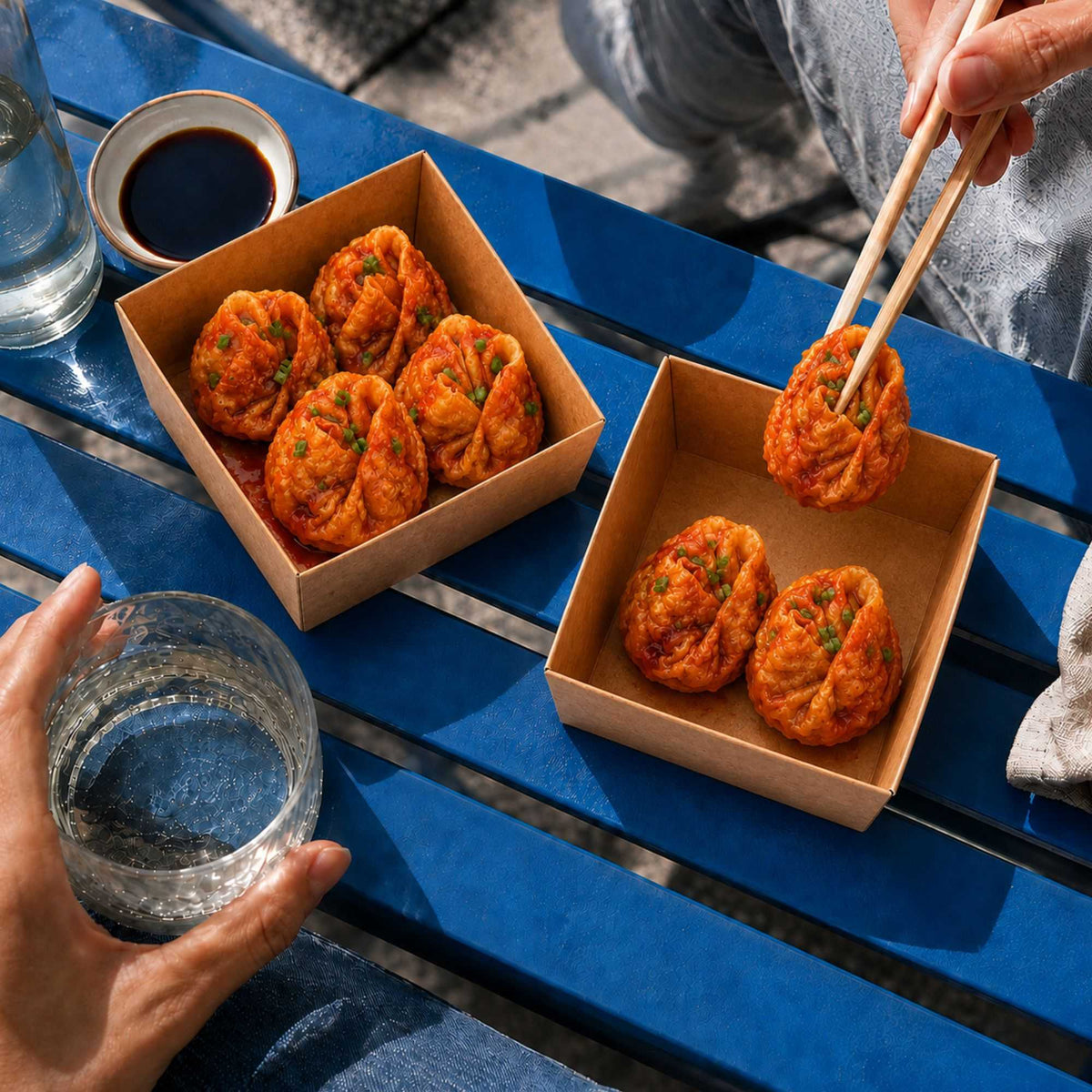 Matsuri Vision Kraft Paper Small Sushi Container - 3 3/4" x 3 3/4" x 1 1/2" - 100 count box