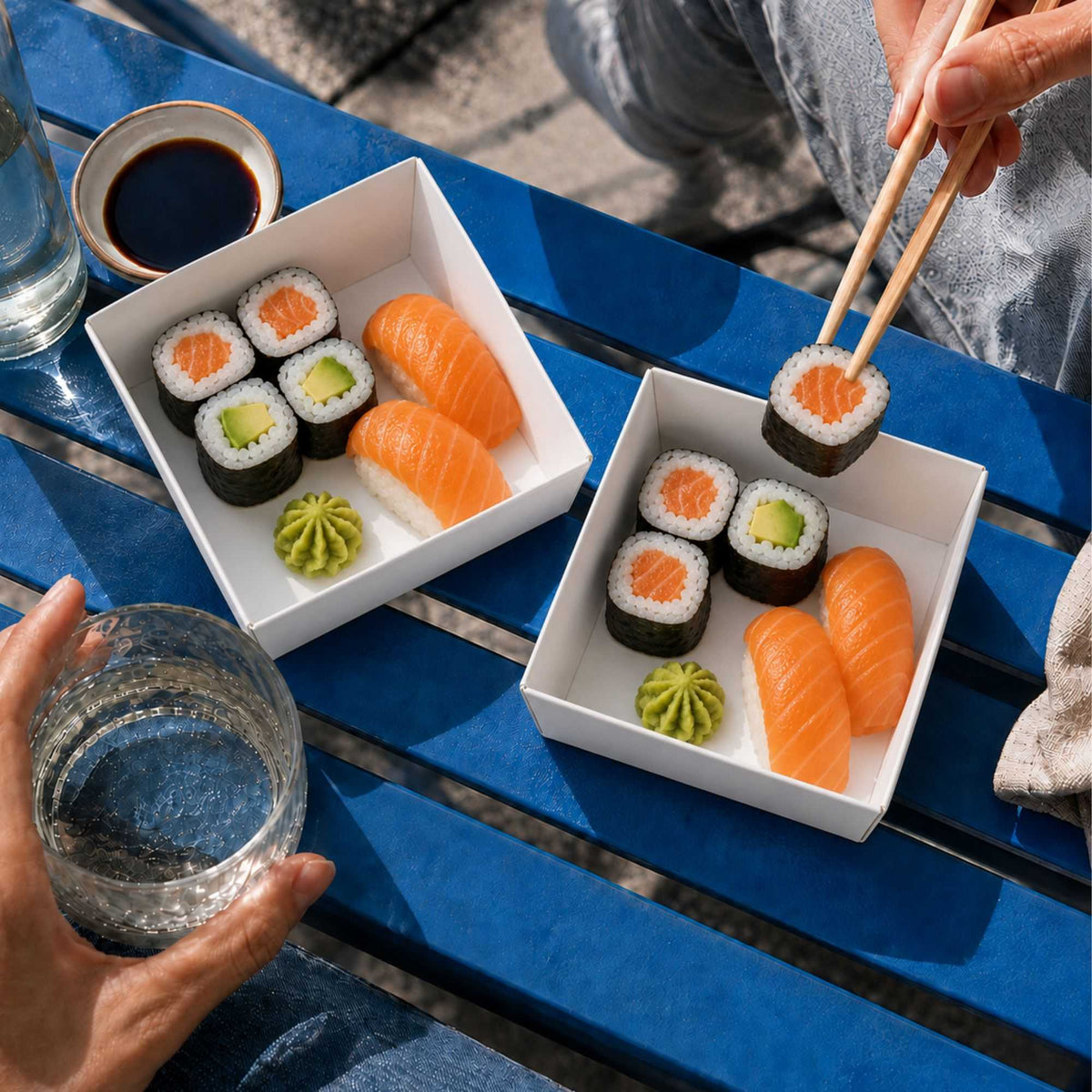 Matsuri Vision White Paper Small Sushi Container - 3 3/4" x 3 3/4" x 1 1/2" - 100 count box
