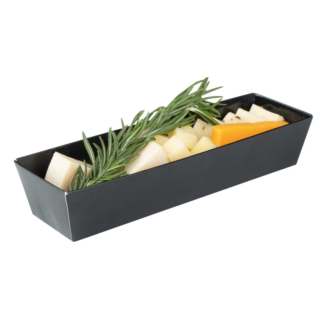 Matsuri Vision Black Paper Small Maki Sushi Container - 6 1/2" x 1 3/4" x 1 1/2" - 50 count box