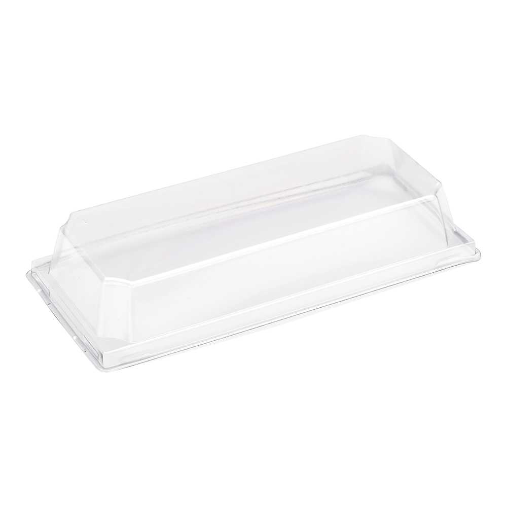 Matsuri Vision Clear Plastic Lid - Fits Large Sushi Container - 7 1/2" x 3 1/4" x 1 1/2" - 50 count box