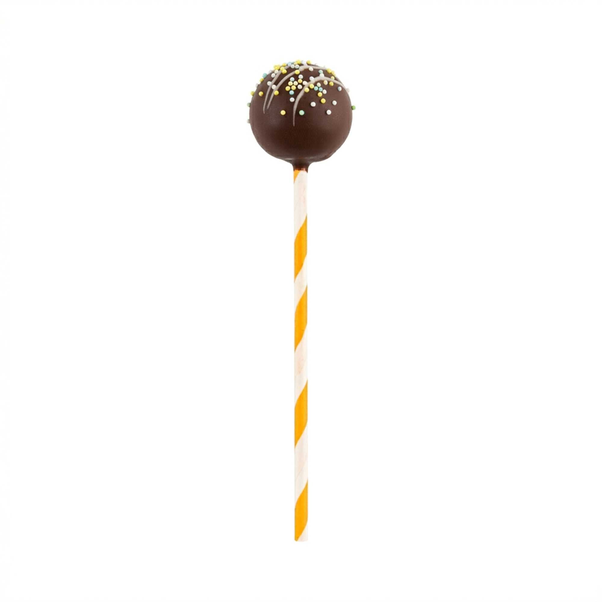 Pastry Tek Orange Paper Cake Pop and Lollipop Stick - Spirals, Biodegradable - 6" x 5/32" - 25 count box