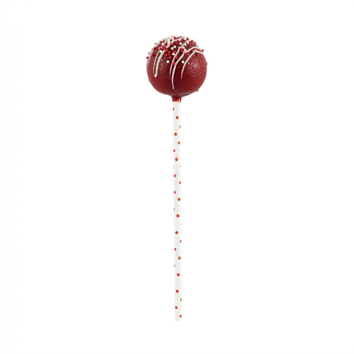 Pastry Tek Red Paper Cake Pop and Lollipop Stick - Polka Dots, Biodegradable - 6" x 5/32" - 100 count box