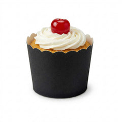 Panificio 3 oz Round Black Paper Mini Baking Cup - Scalloped - 2 1/2