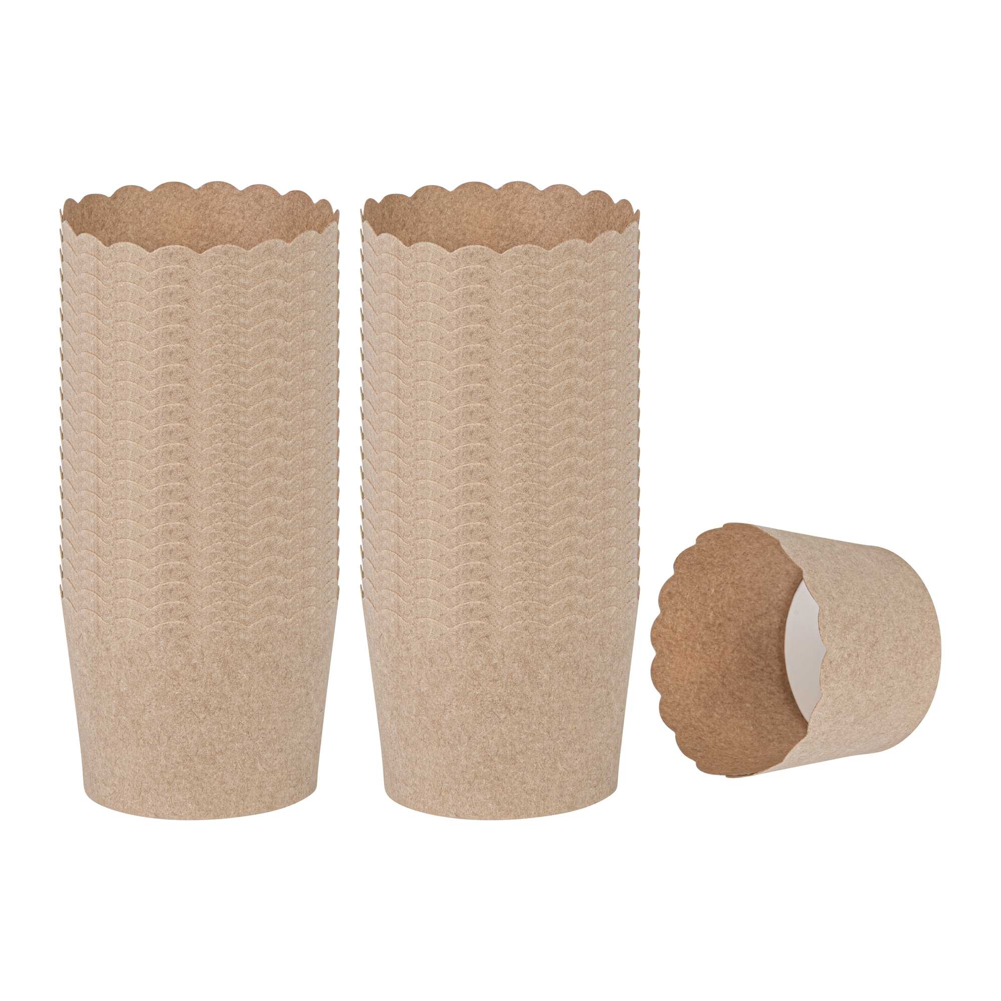 Panificio 3 oz Kraft Paper Mini Baking Cup - Scalloped - 2 1/2" x 2 1/2" x 1 3/4" - 3200 count box