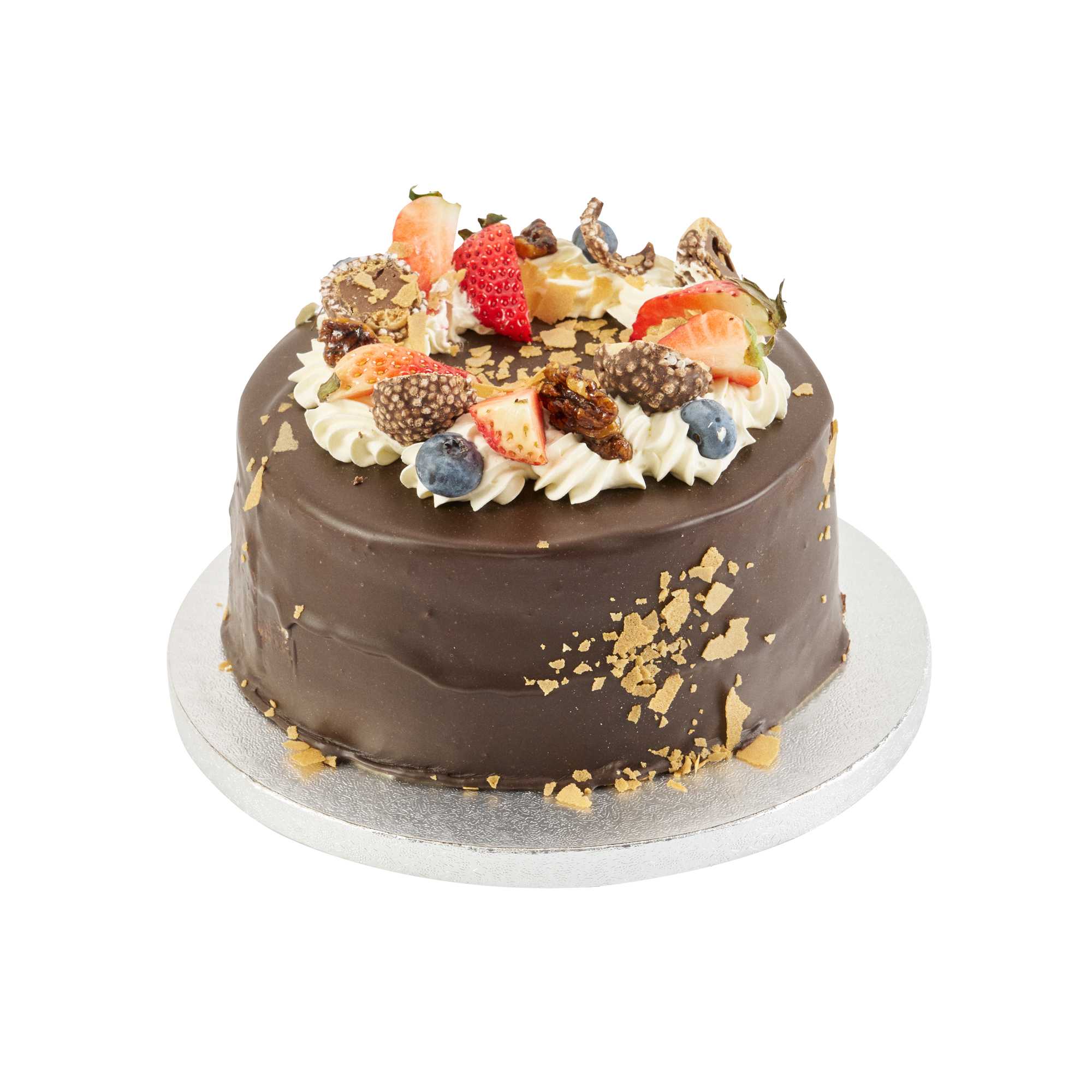 Pastry Tek Round Metallic Silver Cardboard Cake Drum Board - Covered Edge - 8" x 8" x 1/2" - 25 count box
