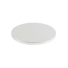 Pastry Tek Round Metallic Silver Cardboard Cake Drum Board - Covered Edge - 8
