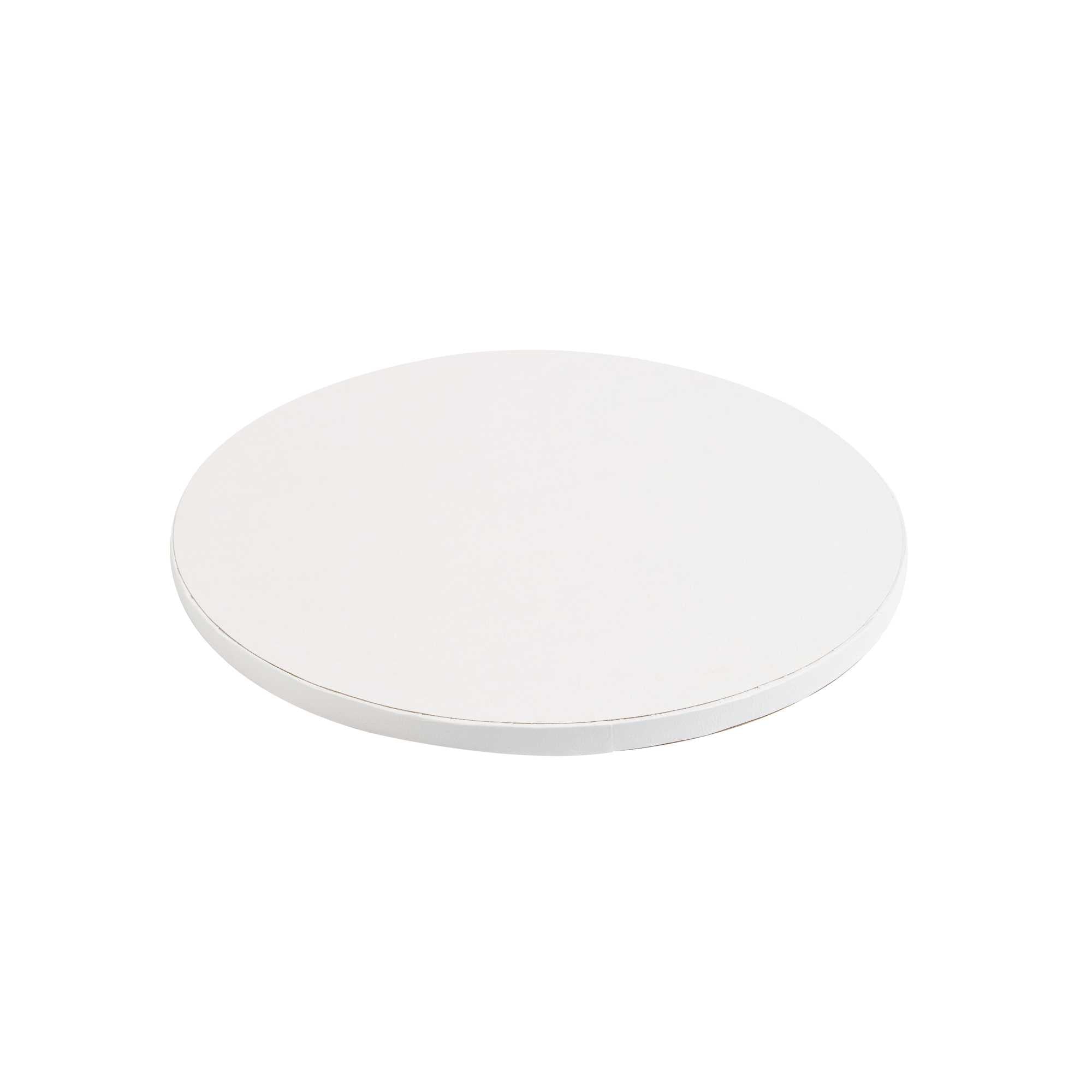 Pastry Tek Round White Cardboard Cake Drum Board - Covered Edge - 10" x 10" x 1/2" - 1 count box