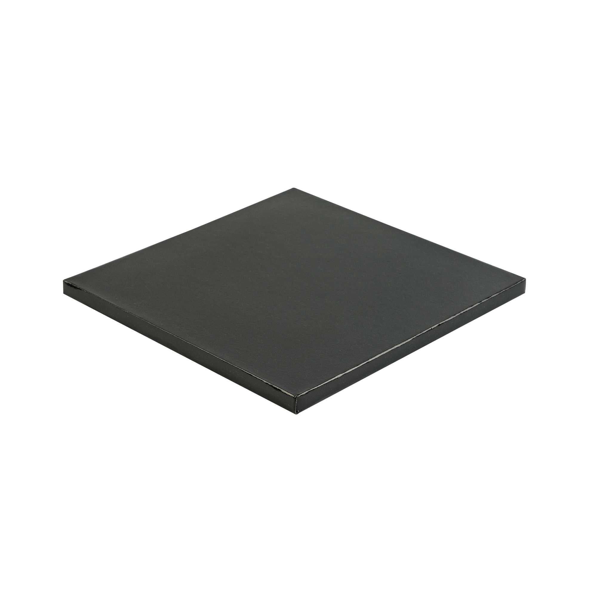 Pastry Tek Square Black Cardboard Cake Drum Board - Covered Edge - 8" x 8" x 1/2" - 1 count box