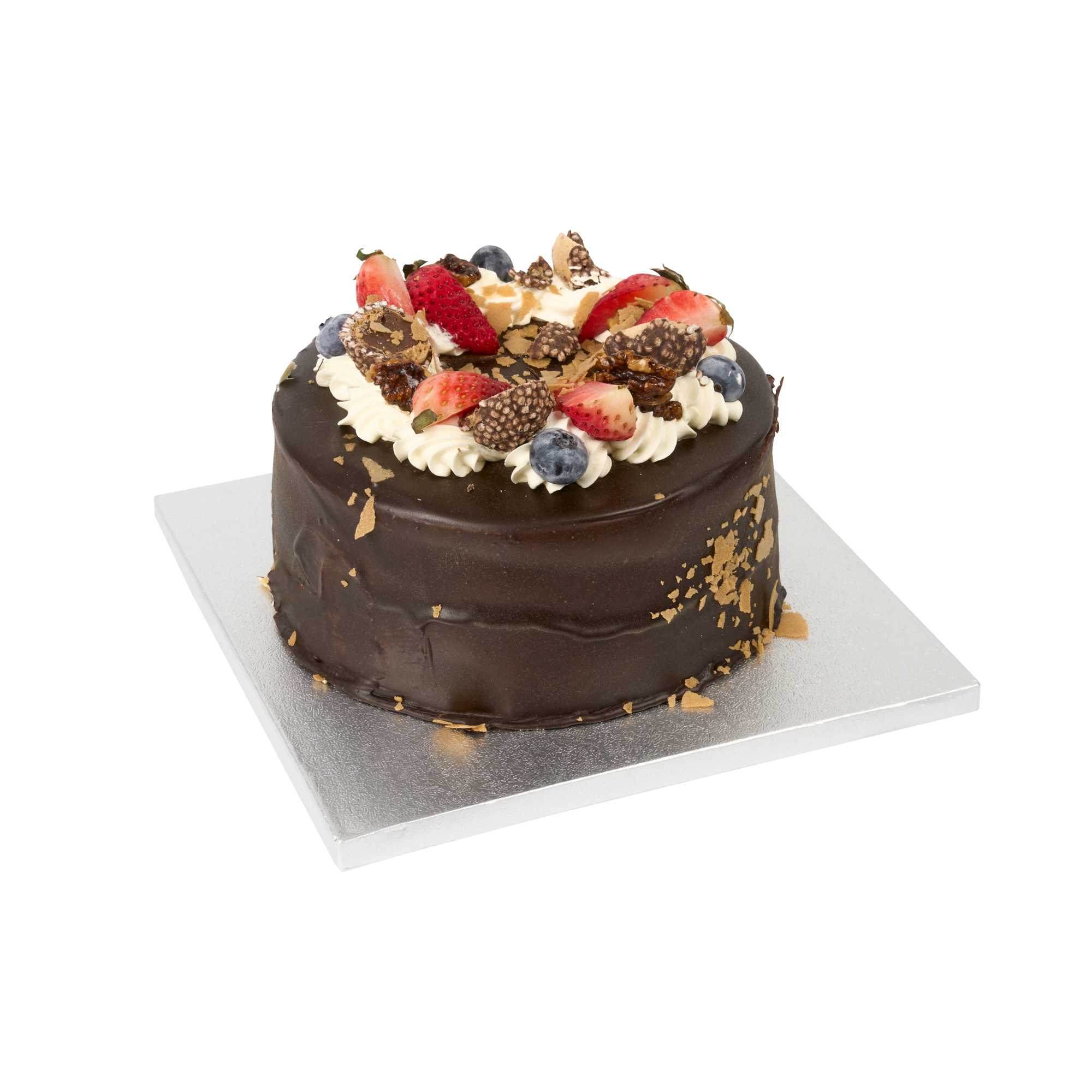 Pastry Tek Square Metallic Silver Cardboard Cake Drum Board - Covered Edge - 8" x 8" x 1/2" - 1 count box