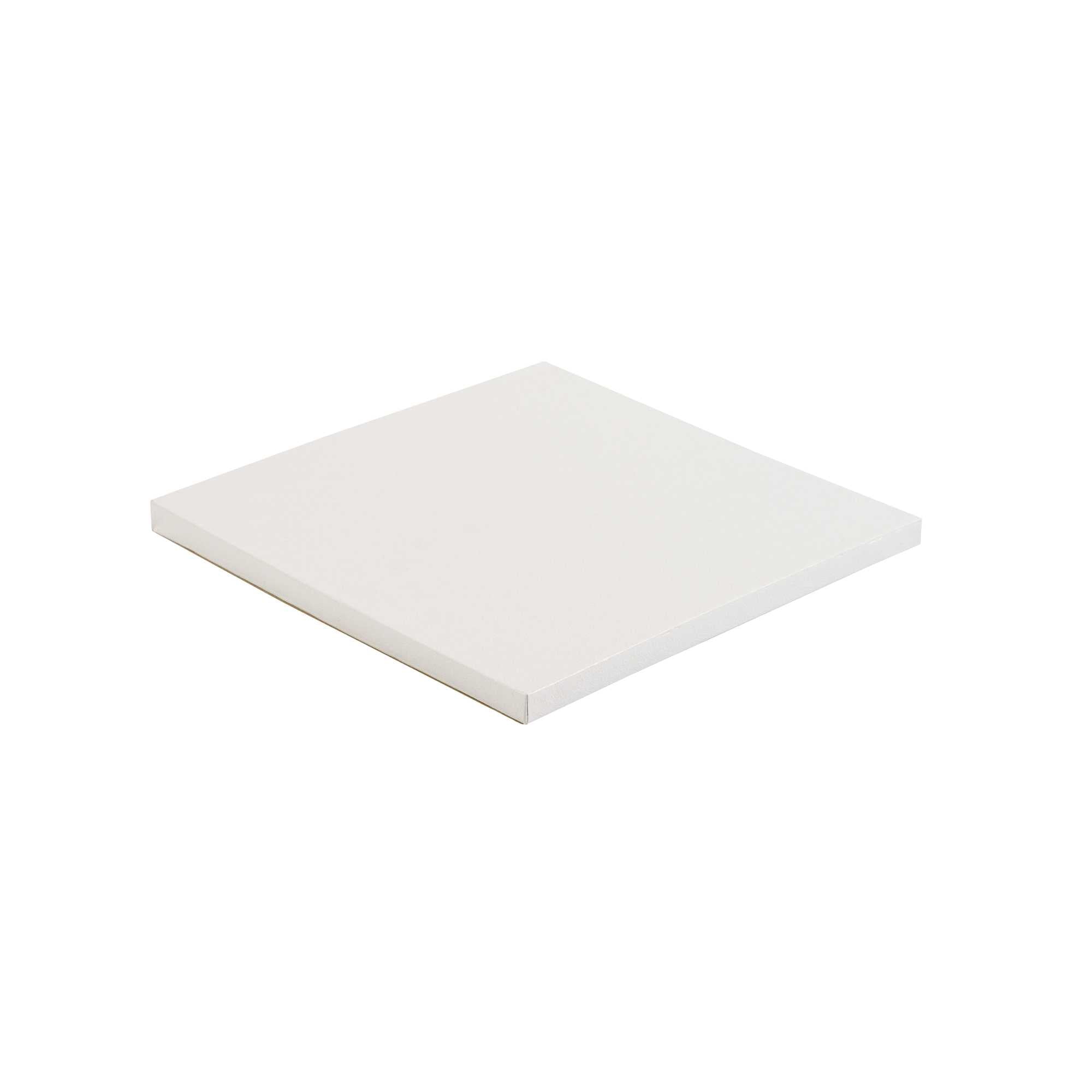 Pastry Tek Square White Cardboard Cake Drum Board - Covered Edge - 8" x 8" x 1/2" - 1 count box