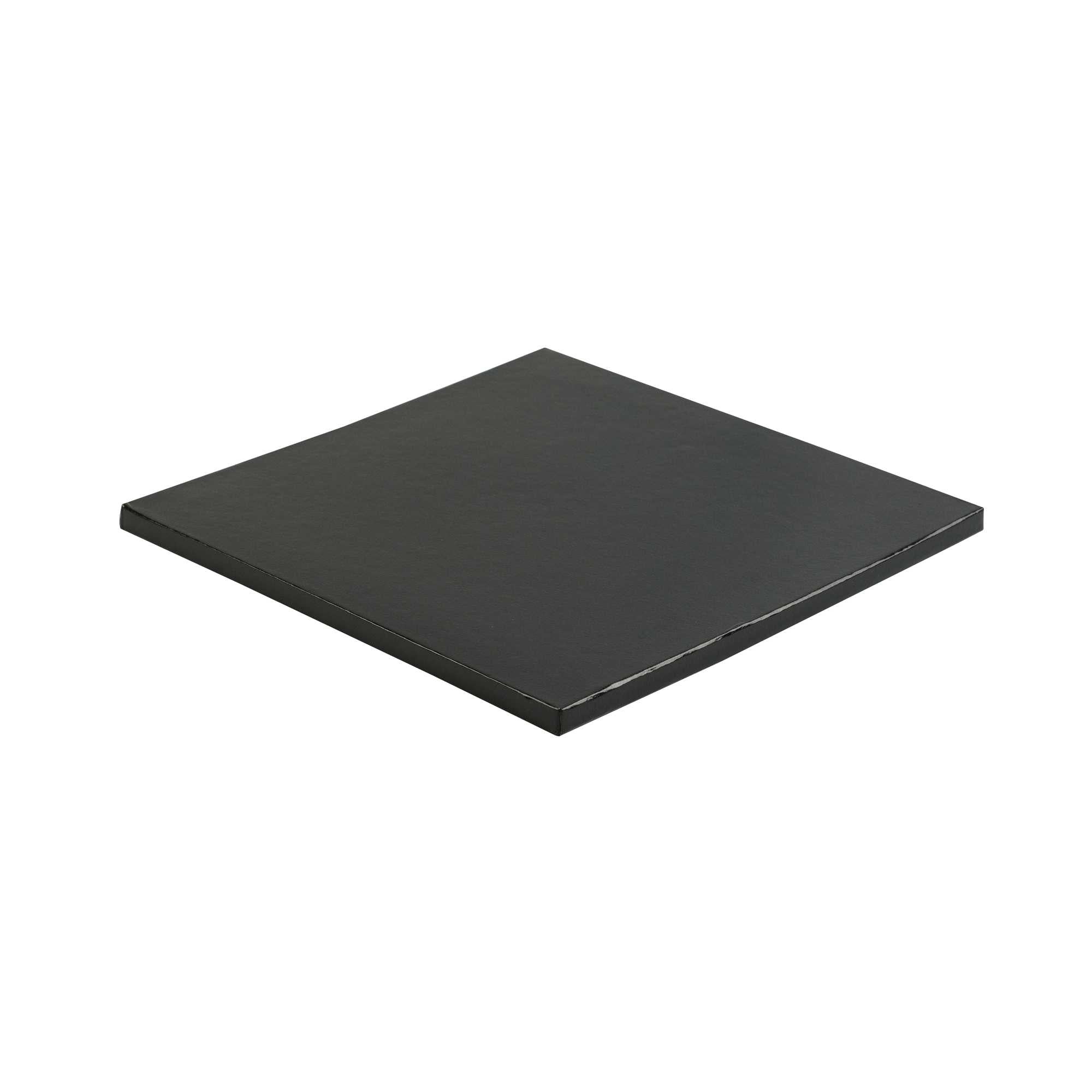 Pastry Tek Square Black Cardboard Cake Drum Board - Covered Edge - 10" x 10" x 1/2" - 1 count box