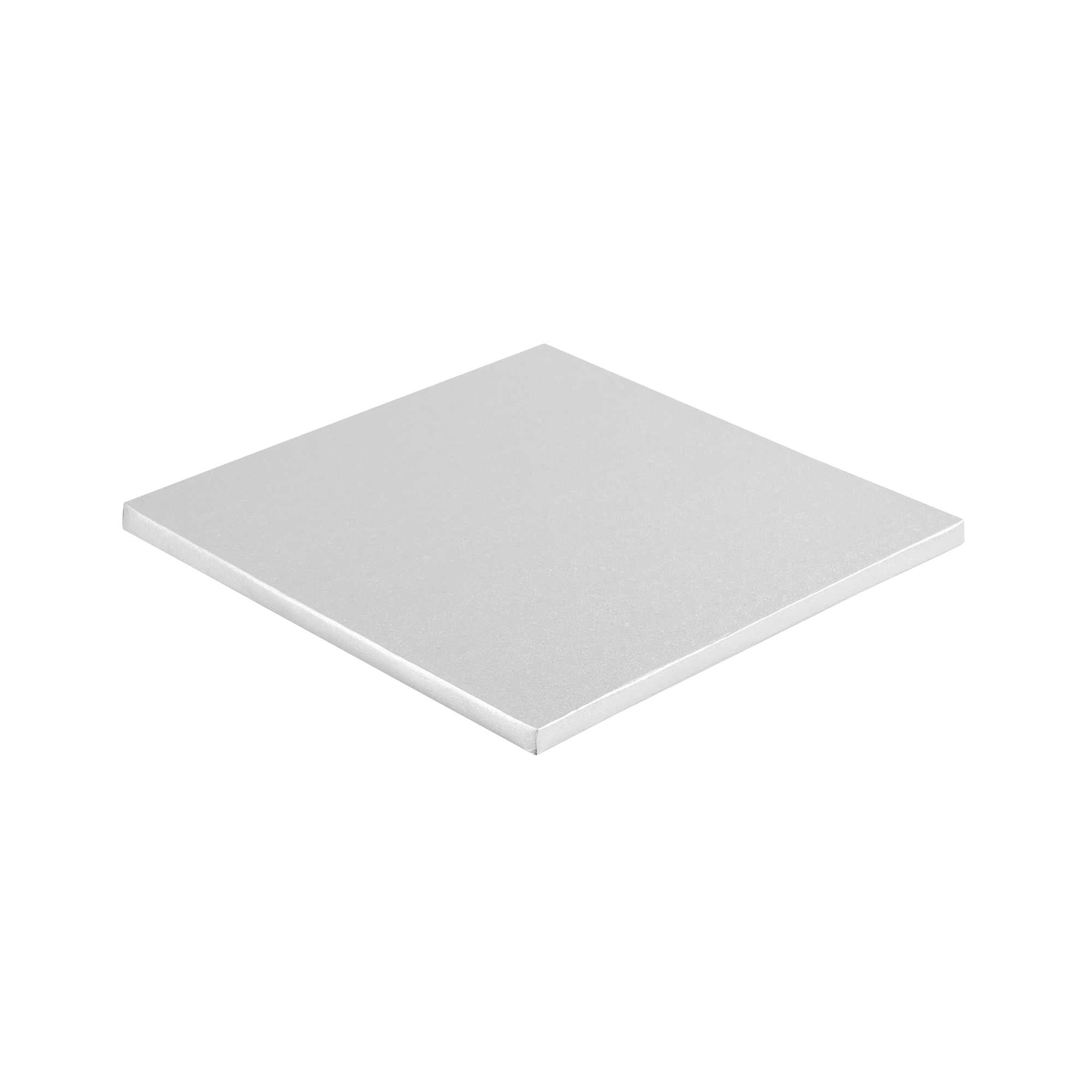 Pastry Tek Square Metallic Silver Cardboard Cake Drum Board - Covered Edge - 10" x 10" x 1/2" - 1 count box
