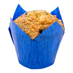 Panificio 4 oz Blue Paper Tulip Baking Cup - Greaseproof - 3 1/2