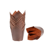 Panificio 4 oz Brown Paper Tulip Baking Cup - Greaseproof - 3 1/2" x 3 1/2" x 3 1/2" - 200 count box