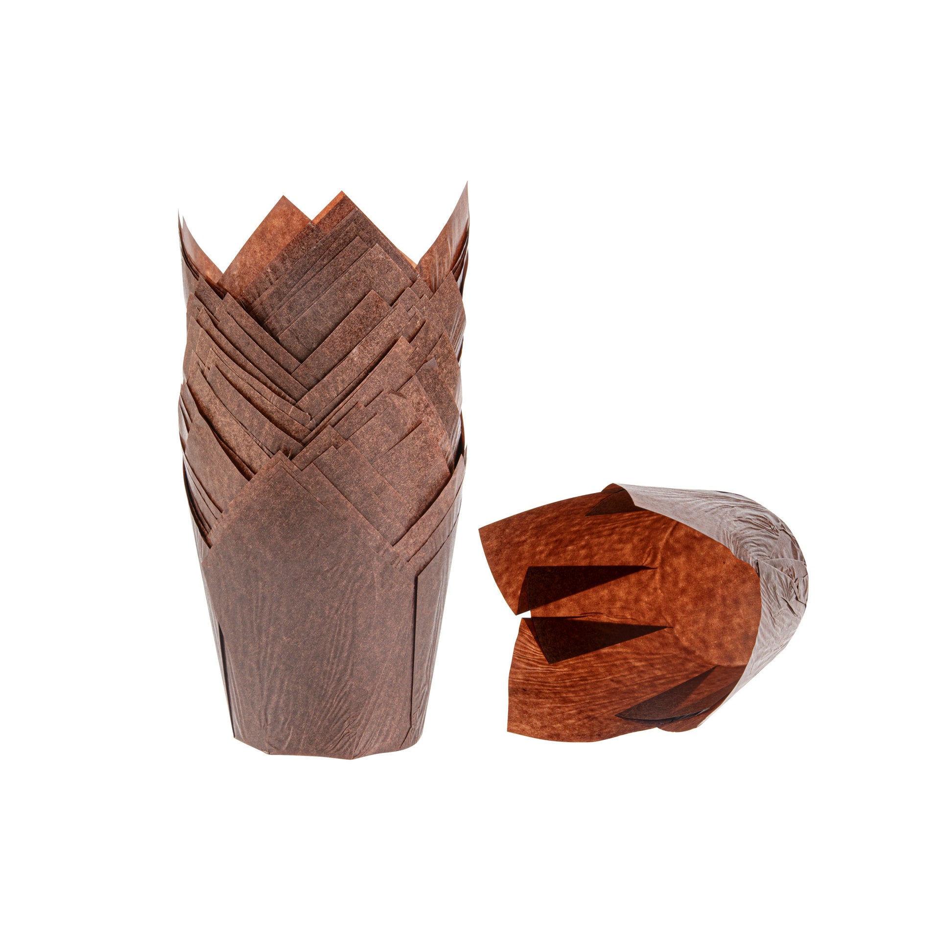 Panificio 4 oz Brown Paper Tulip Baking Cup - Greaseproof - 3 1/2" x 3 1/2" x 3 1/2" - 200 count box