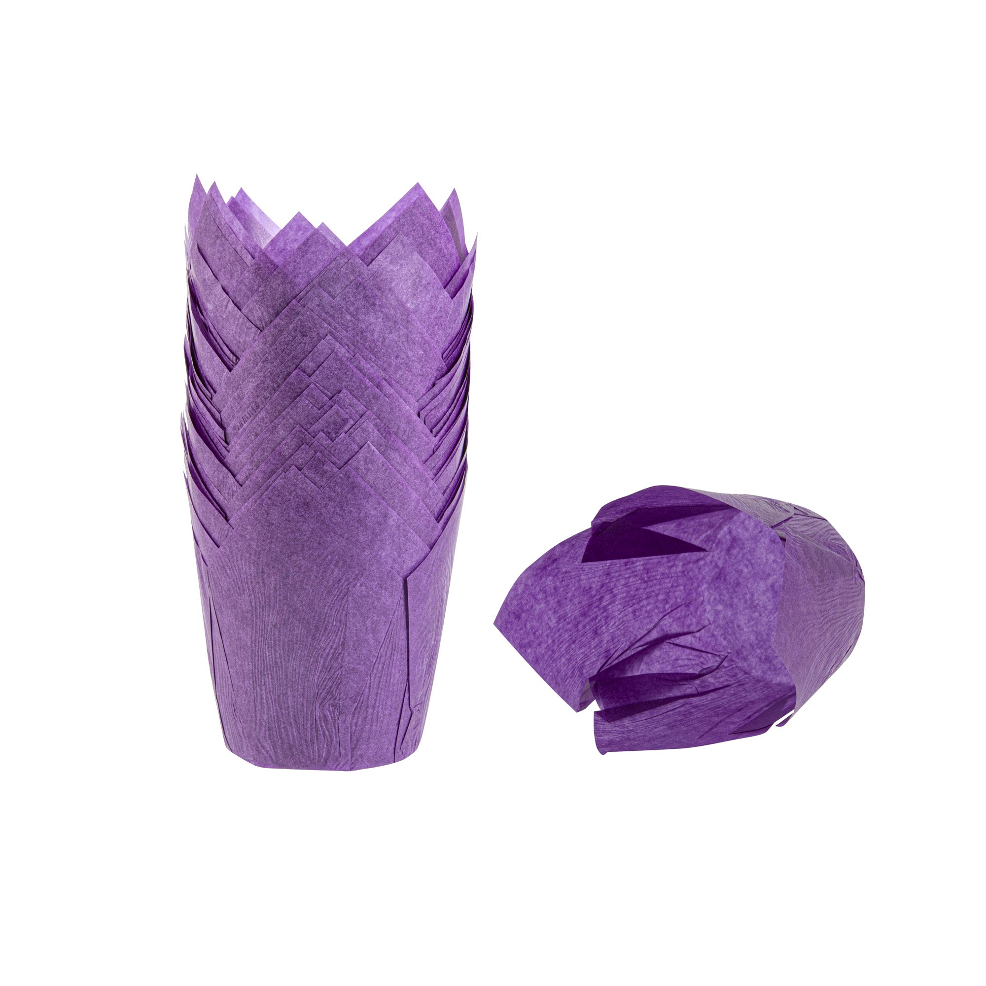 Panificio 4 oz Violet Paper Tulip Baking Cup - Greaseproof - 3 1/2" x 3 1/2" x 3 1/2" - 200 count box