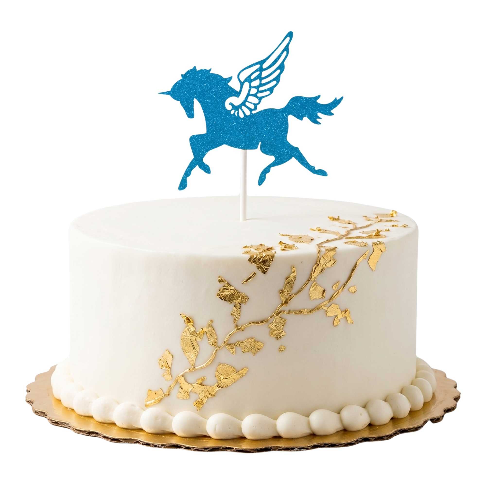 Top Cake Blue Paper Unicorn Cake Topper - Glitter - 6" x 4 1/4" - 100 count box