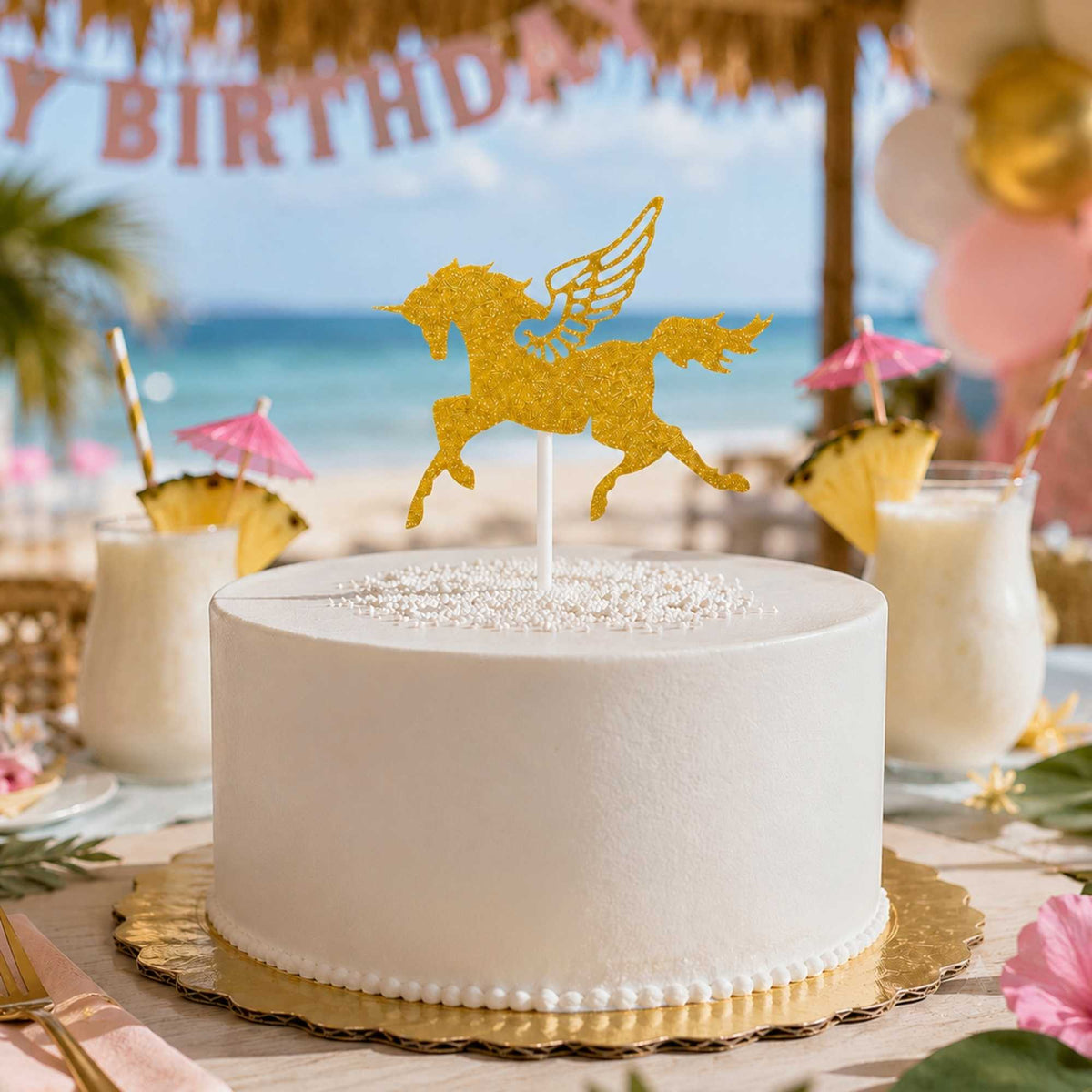Top Cake Gold Paper Unicorn Cake Topper - Glitter - 6" x 4 1/4" - 100 count box