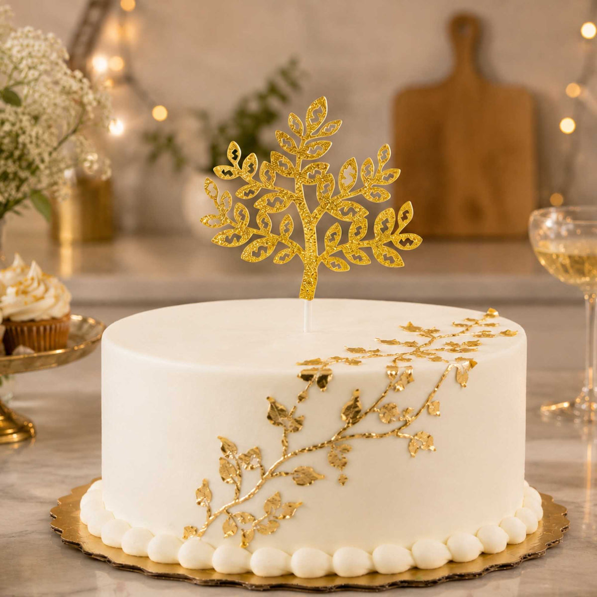 Top Cake Gold Paper Money Tree Cake Topper - Glitter - 7" x 4 1/2" - 100 count box