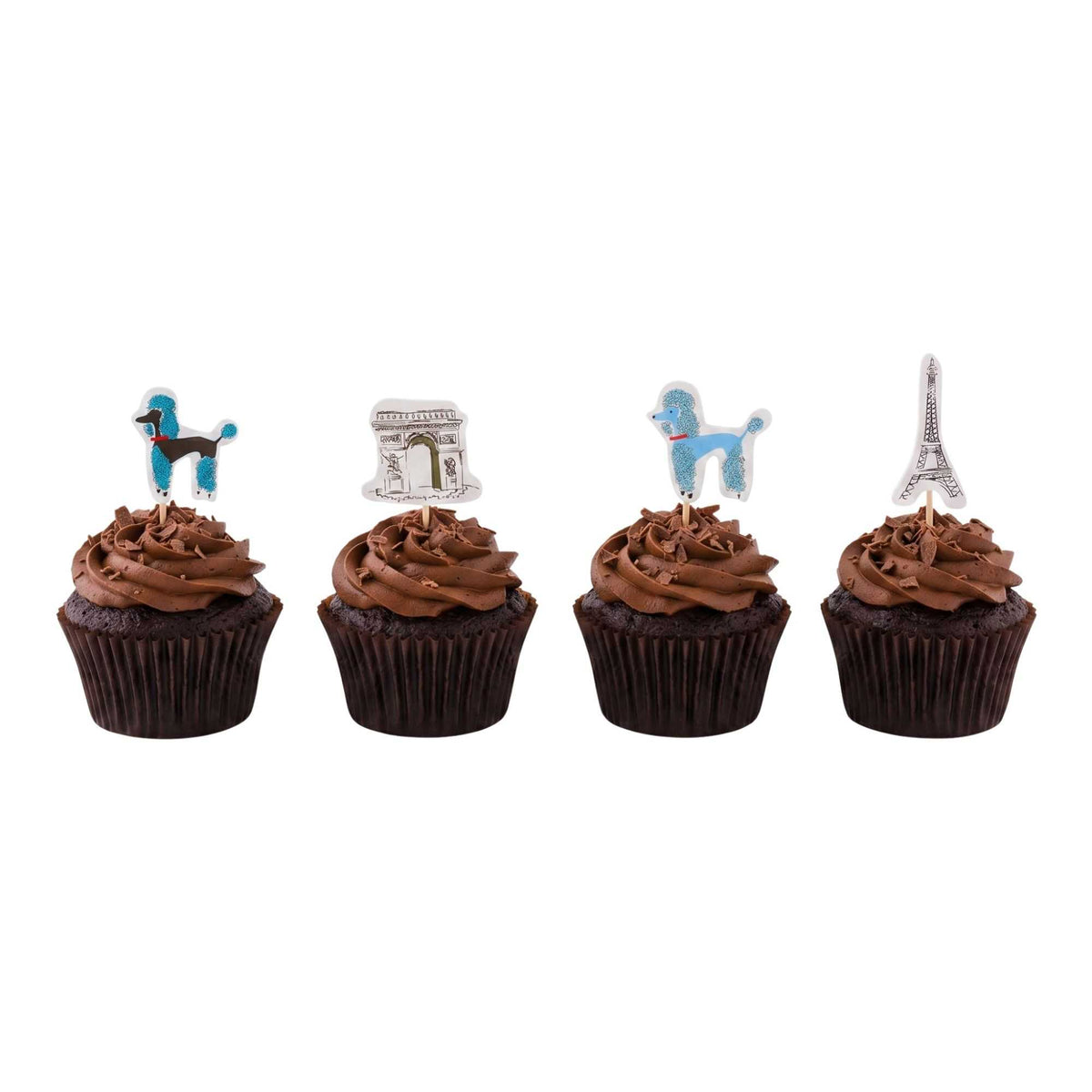 Top Cake Assorted Paper Paris Eiffel Tower Cake Topper - 3 1/4" x 1 1/4" - 24 pieces